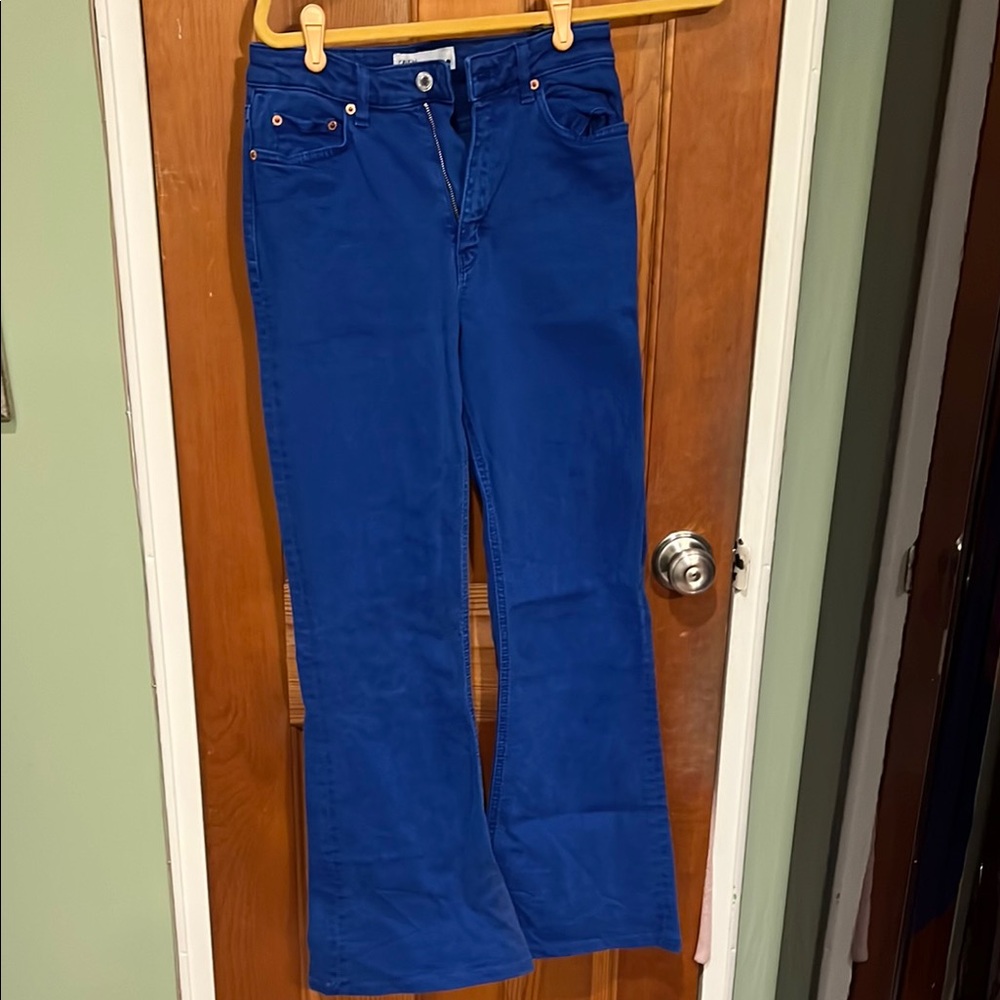 Zara electric Blue Flared Pants